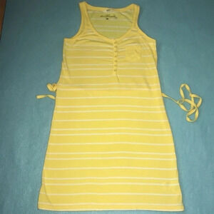H&M + L.O.G.G. Organic cotton tank dress midi yellow white striped NEW size M